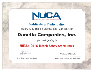 NUCA Trench Safety Stand Down Certificate