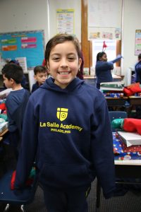 LaSalle - Christmas Project - Fourth Grader in her New Hoodie