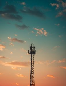 Cell tower at sunset